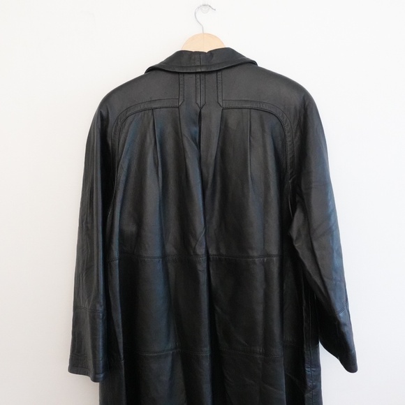 Vintage swing coat Oversized Soft Leather Trapeze Coat — Black — Fits S–L - Picture 3 of 9